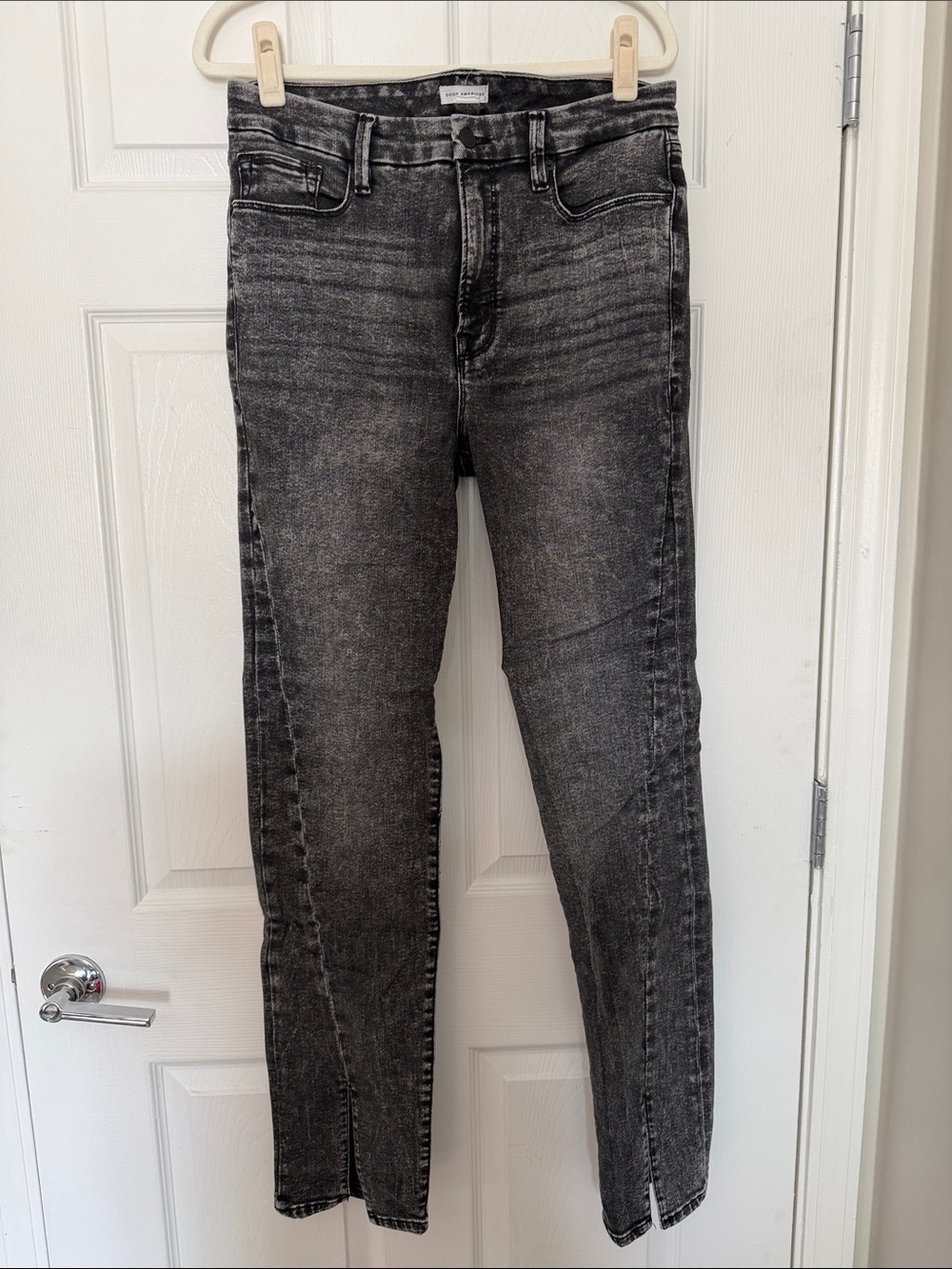 Good American Men's Skinny Washed Black Jeans